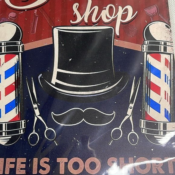 Vintage Vibe NWT Barber Shop Tin Metal Sign Life Is Too Short For Bad Hair - Picture 2 of 6